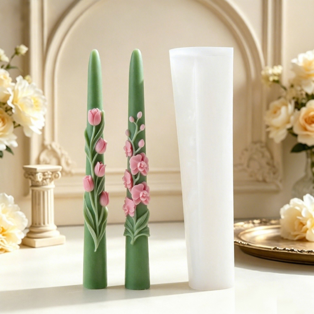 Candle Making Wax Melter - Long Pole Flower Taper Candle Silicone