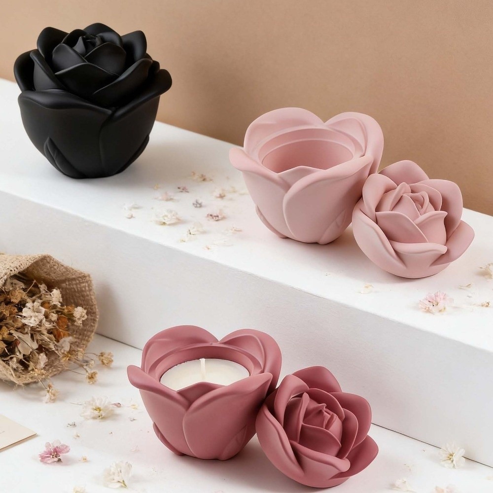 Candle Making Vessels - Candle Vessel Silicone Rose Flower Molds