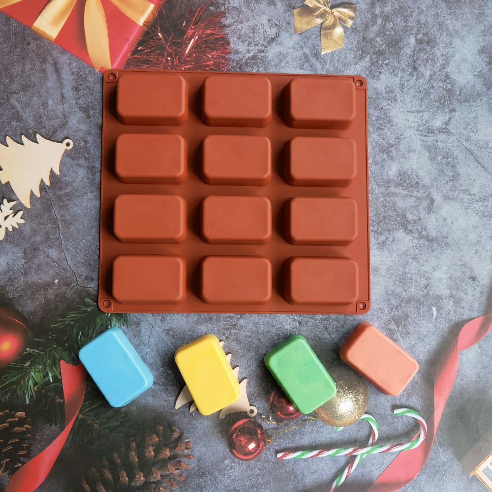 Candle Making Wax Melter - 12 Cavity Square Silicone Soap Mold