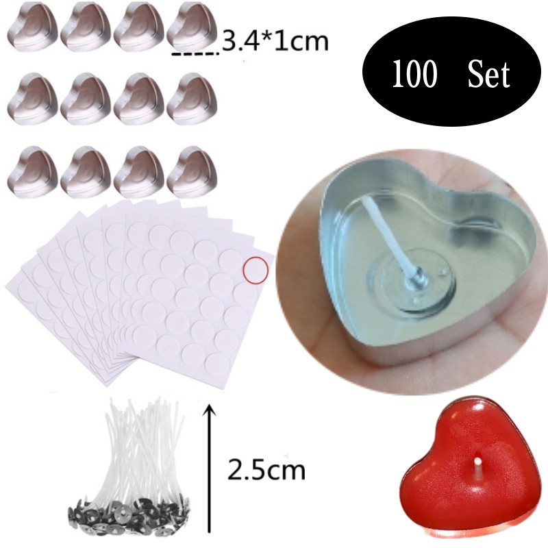 100 Sets Heart shaped Empty Al - Candle Making Vessels ulasan dan harga