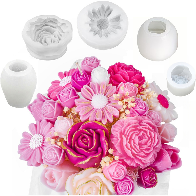 5Flower Candle Mold Set，3D Flo - Candle Making Kit Diy ulasan dan harga