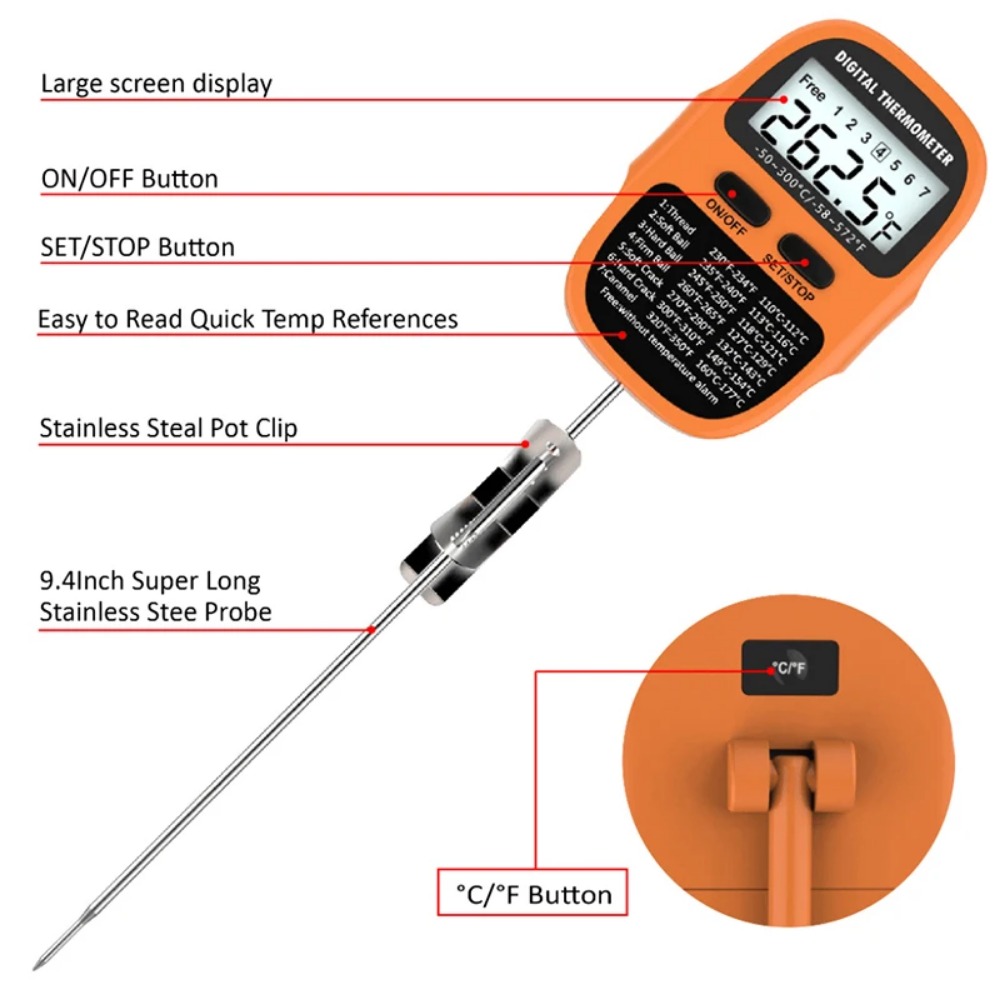 Digital Kitchen Thermometer Th - Thermometer Candy Candle ulasan dan harga